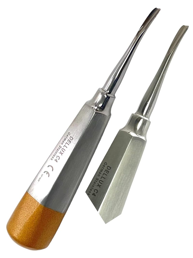 artlab -Dental Luxating Elevator Dental Root Elevators Straight Curved Tip-Periotome Luxating Elevator Apical Root Dental Elavators Extracting Extraction (Elevator cvd 4mm Gold) - Image 1